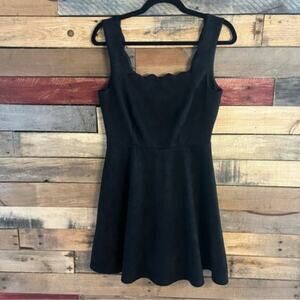 Lulu's Elegant Black Scalloped Mini Dress